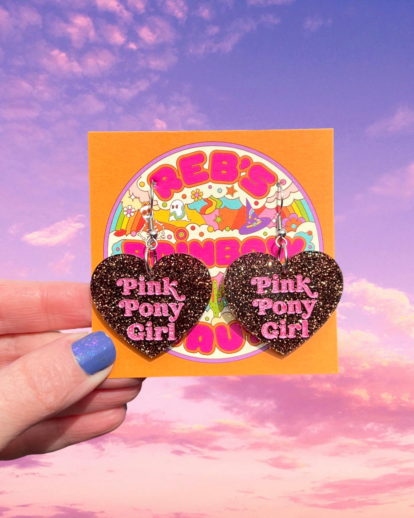 Pink Pony Clown Earrings (Zero Waste)