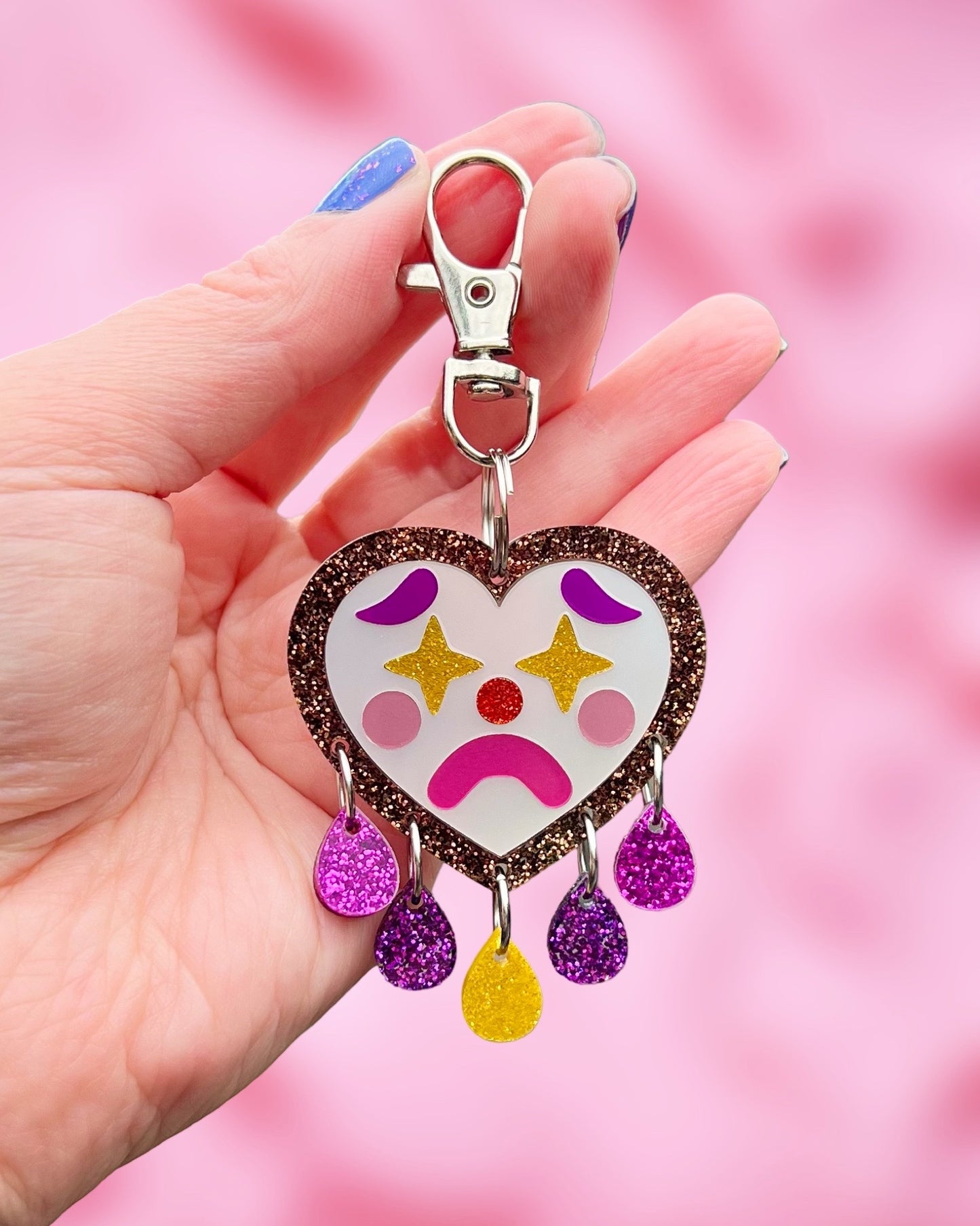 Pink Pony Clown Keychain