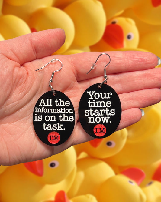 All The Info is on the Task Earrings (Zero Waste)
