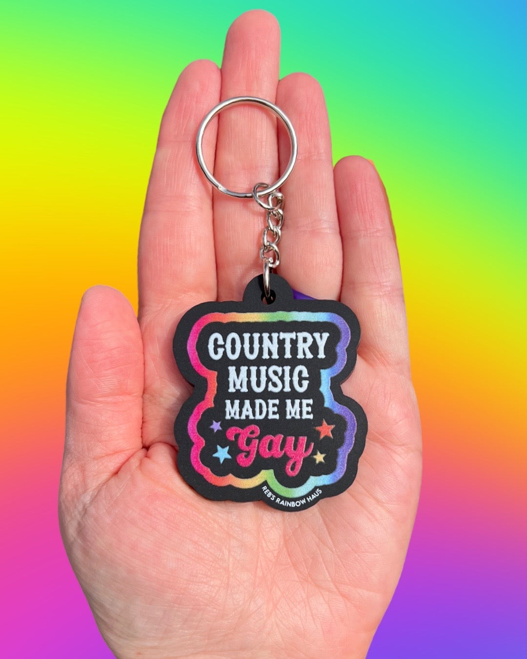 Country Music Made Me Gay Keychain