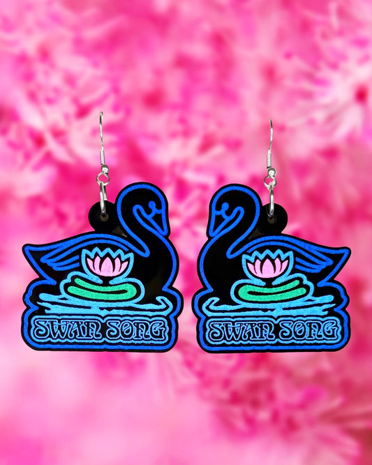 The OG Swan Label Earrings, Keychain, Brooch, or Magnet
