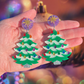 Green Ceramic Tree Statement Earrings