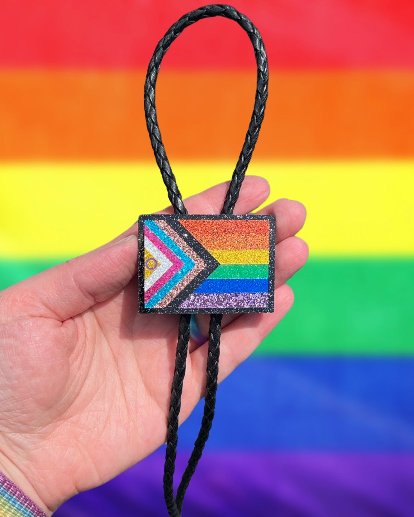 Progress Pride Flag Brooch or Bolo Tie