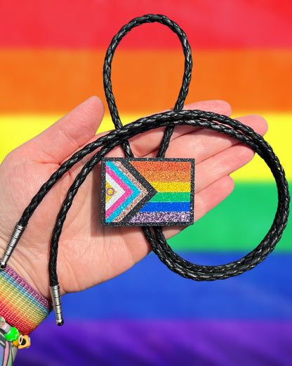 Progress Pride Flag Brooch or Bolo Tie