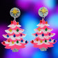 Pink Ceramic Tree Statement Earrings