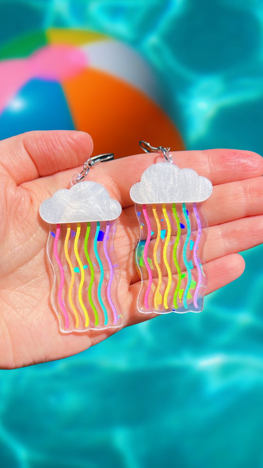 Wavy Rainbow Pool Float Earrings