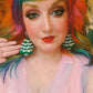 ***B-GRADE*** Green Ceramic Tree Statement Earrings