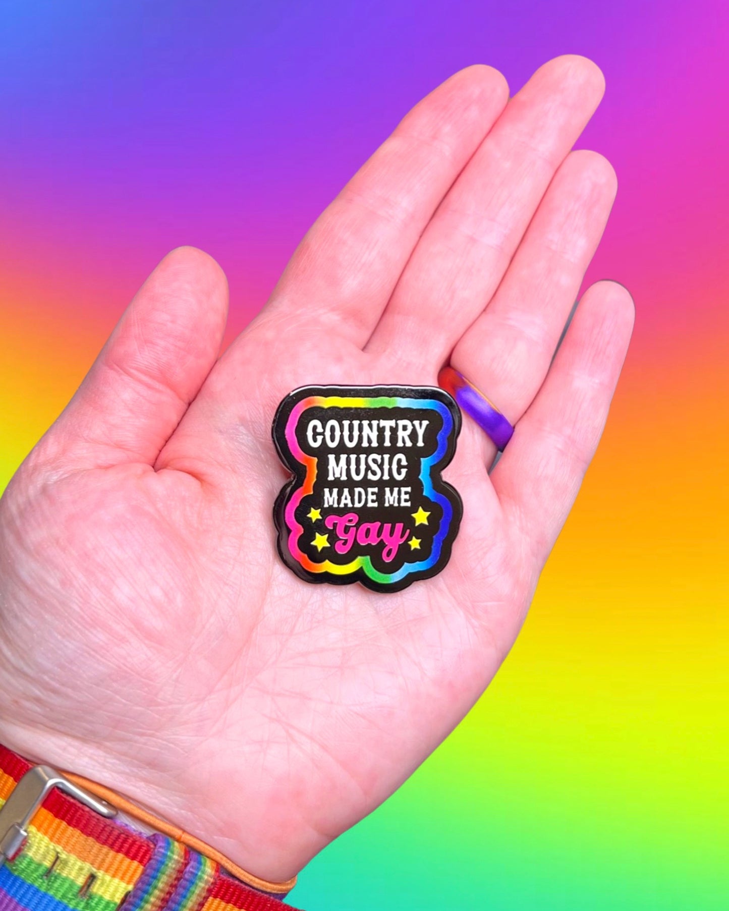 Country Music Made Me Gay Enamel Pin Brooch