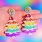 Rainbow Ceramic Tree Statement Earrings