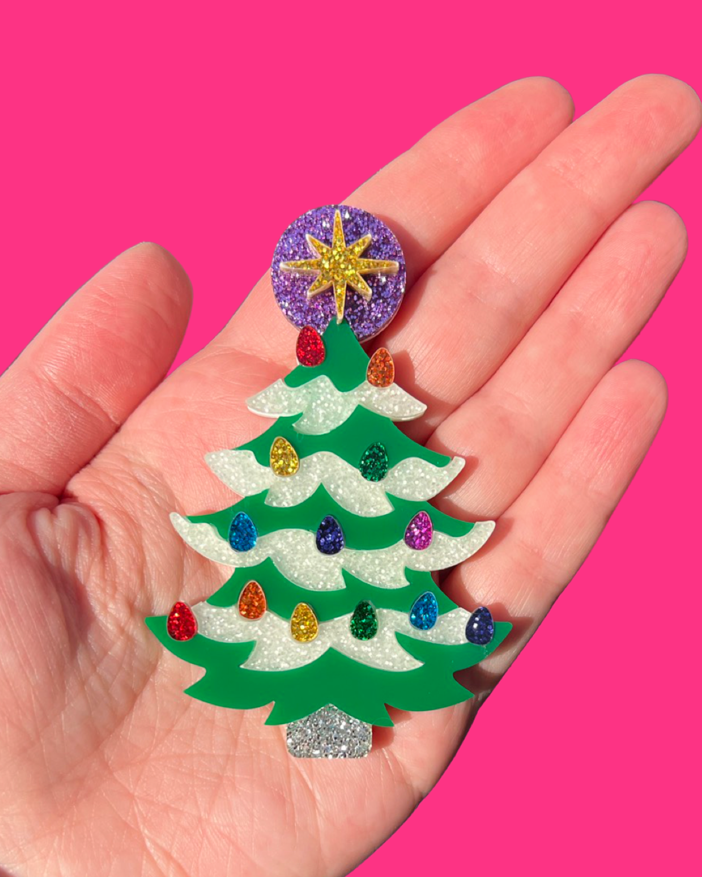 ***B-GRADE*** Green Ceramic Tree Statement Brooch or Magnet